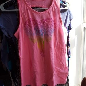 Pink T with elephant and cut out on back